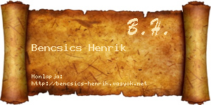 Bencsics Henrik névjegykártya